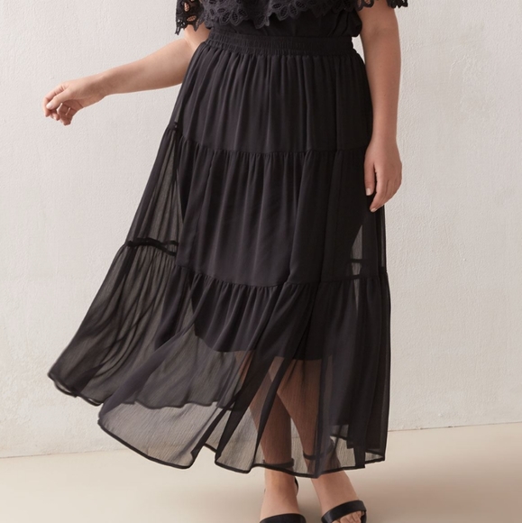 Addition Elle Dresses & Skirts - Peasant maxi skirt, black, tiered